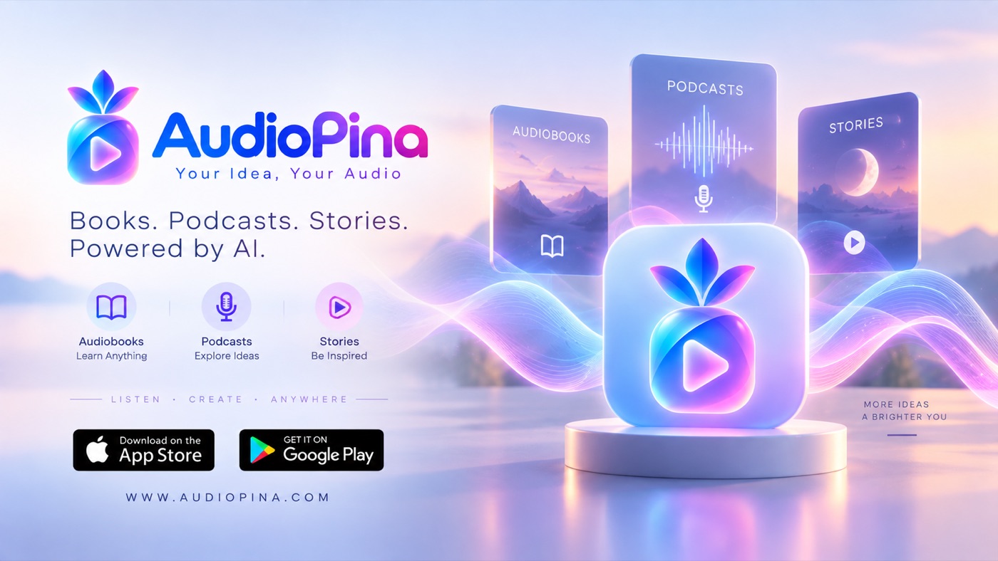AudioPina app artwork including a story card with a moon, representing personalized kids’ audio stories